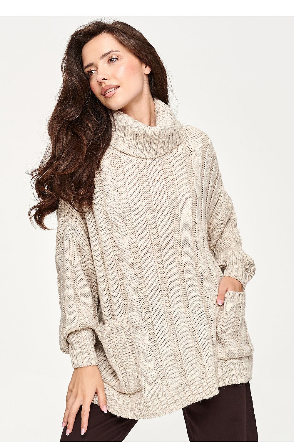  Rollkragenpullover model 232052 Makadamia 