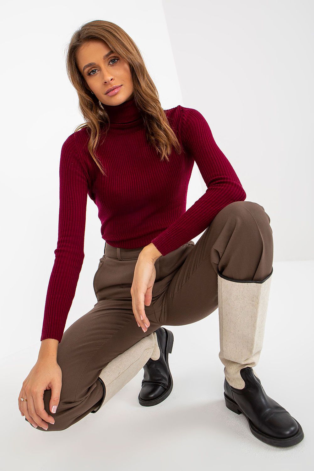 Rollkragenpullover Model 184958 Factory Price