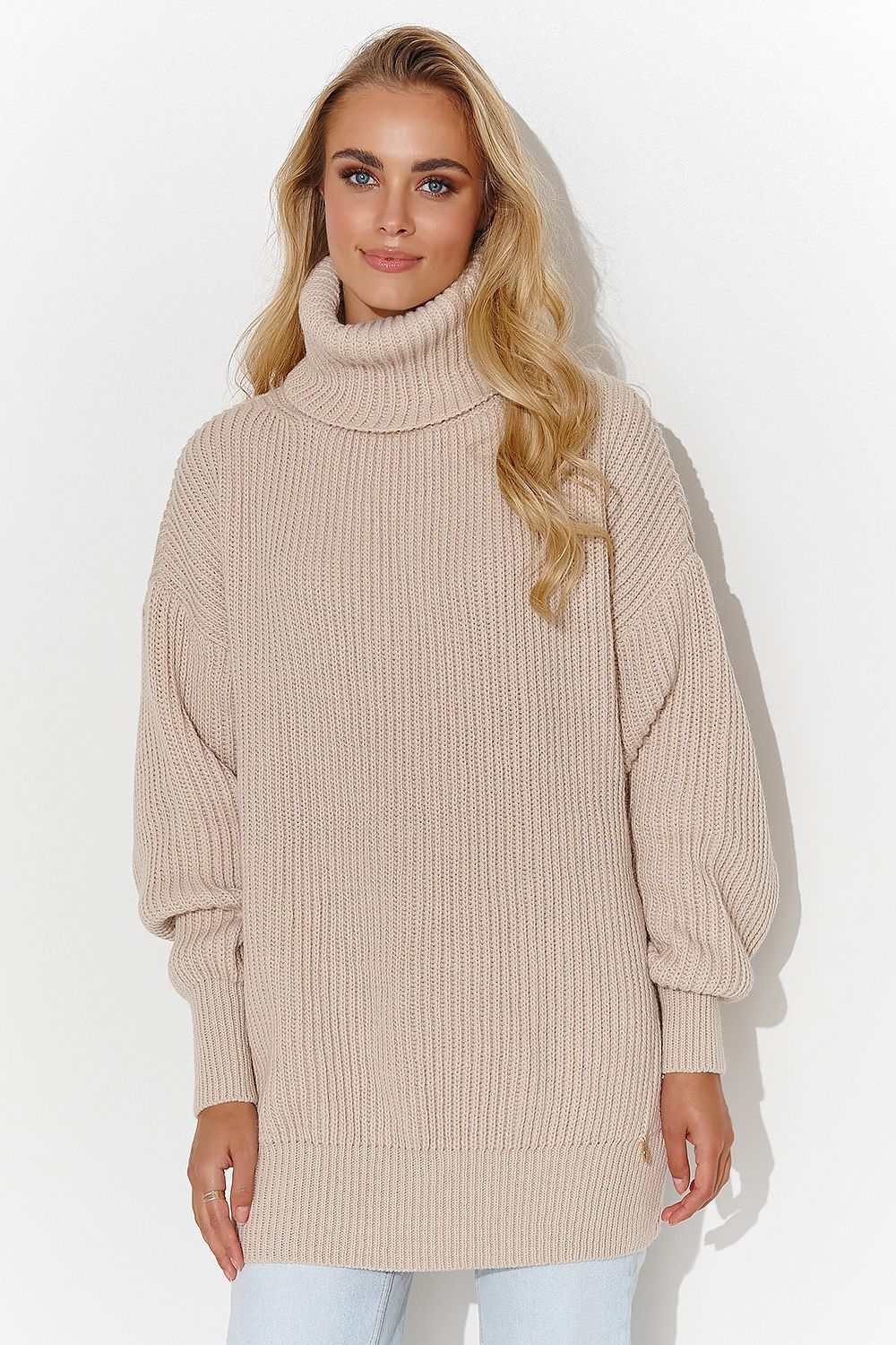 Rollkragenpullover Model 185214 Makadamia